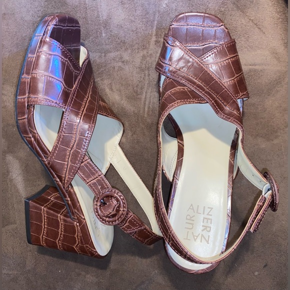 Naturalizer Renly Crocco Brown Slingback 3” Heel Size 9.5 - Picture 6 of 10